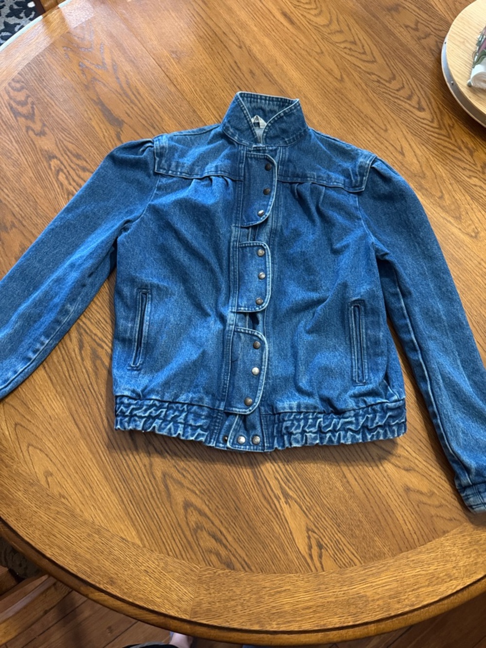 Classic Blue Denim Jacket with Snap Front